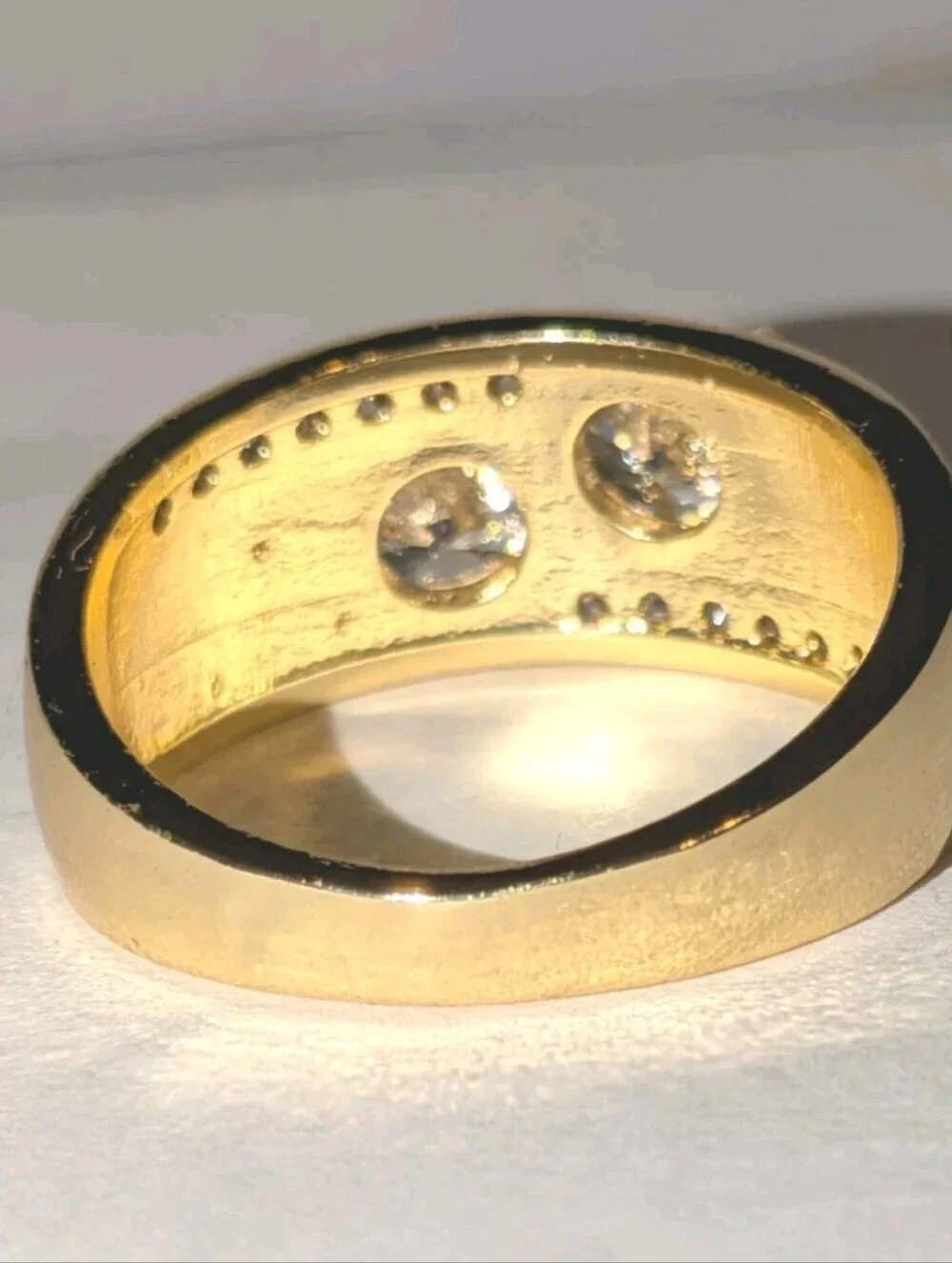 Men's 3 Ct Round Cut Moissanite Prong Engagement Ring 14K Yellow Gold Plate Sz 9